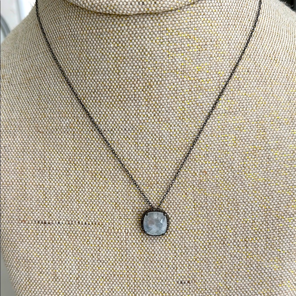 Moonstone pendant 18” chain with pave halo